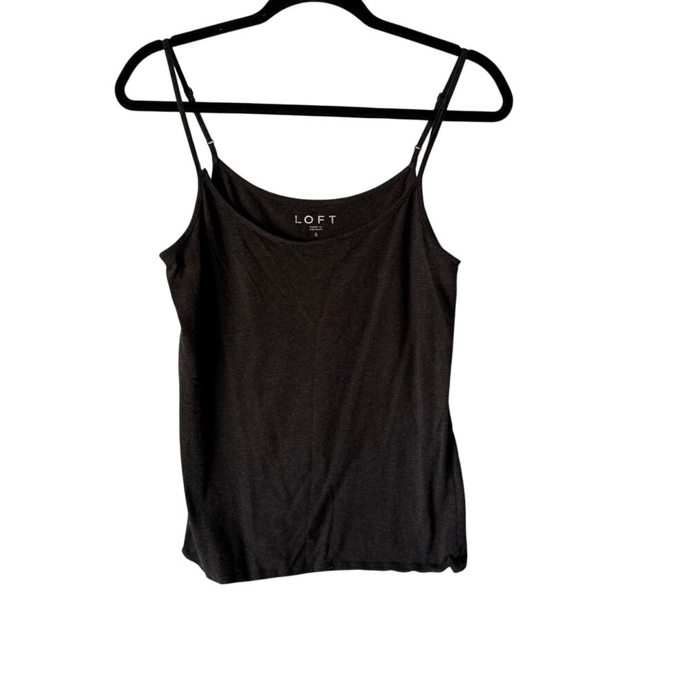 LOFT Charcoal Gray Cami Tank Top Adjustable Straps Cotton Blend Small Soft Layer